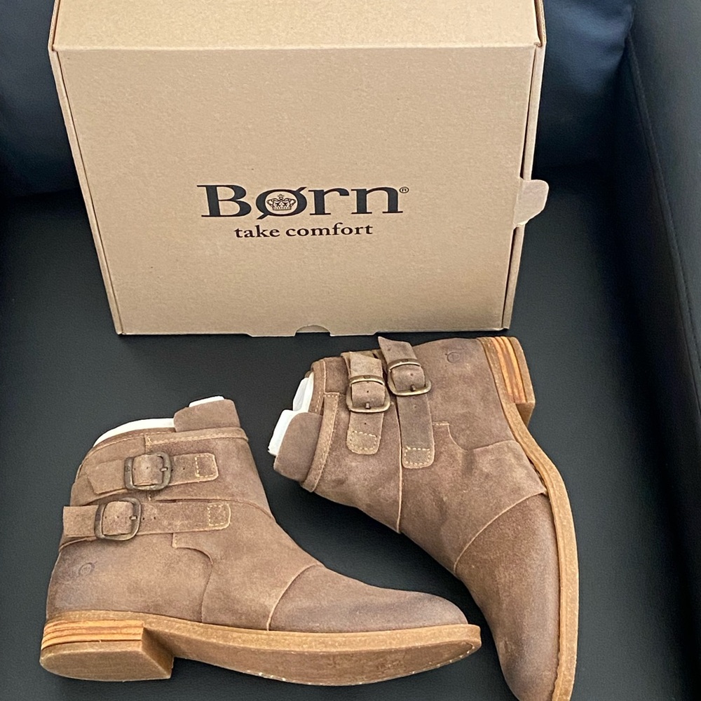 NEW Born Distressed Taupe Leather Ankle Booties Boots Brown Tan Women’s 8 M NIB - Picture 4 of 13